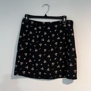 Aeropostale Black Floral Mini Skirt with Small Slit